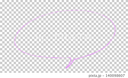 ラベンダーのクレヨン風手描き横長楕円のフキダシイラスト素材 140098607