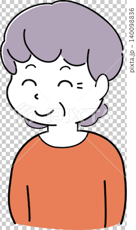 一位微笑的女性的簡單插圖(祖母、長者、面部表情、人物素材) 一位微笑的女性的簡單插圖(祖母、長者、面部表情、人物素材) 140098836