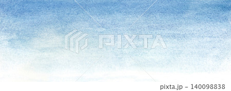 Watercolor blue gradient background. Isolated panoramic marine wash banner. For summer website headers, coastal banners, and travel templates 140098838