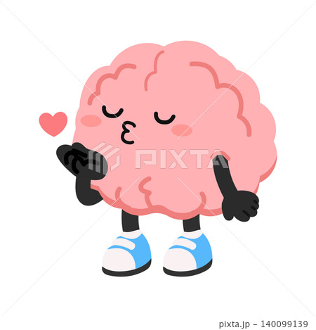 Cute Brain Character Blowing a Sweet Kiss 140099139