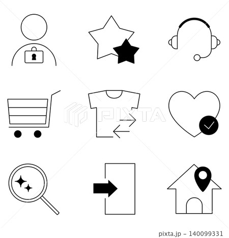 ECサイト 通販 線画 アイコン セット ベクターイラスト 140099331