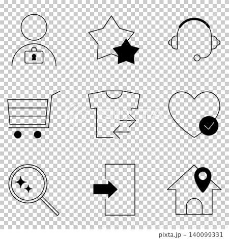 ECサイト 通販 線画 アイコン セット ベクターイラスト 140099331