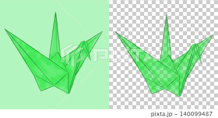 折り紙、折り鶴のイラスト素材 緑色(透過素材/PNG/JPEG) 折り紙、折り鶴のイラスト素材 緑色(透過素材/PNG/JPEG) 140099487