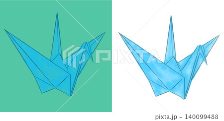 折り紙、折り鶴のイラスト素材 水色(透過素材/PNG/JPEG) 折り紙、折り鶴のイラスト素材 水色(透過素材/PNG/JPEG) 140099488