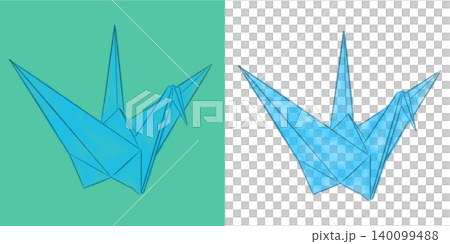 折り紙、折り鶴のイラスト素材 水色(透過素材/PNG/JPEG) 折り紙、折り鶴のイラスト素材 水色(透過素材/PNG/JPEG) 140099488