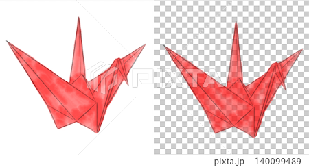 Origami crane illustration material, red (transparent background/PNG/JPEG) Origami crane illustration material, red (transparent background/PNG/JPEG) 140099489