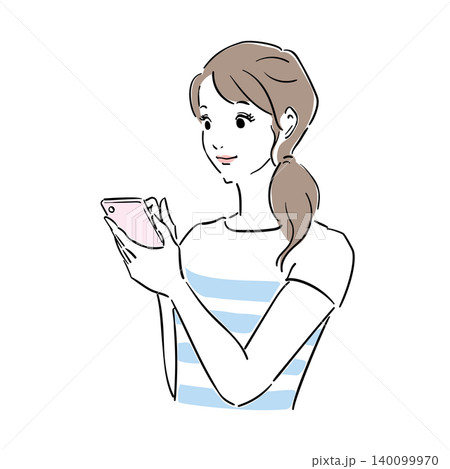 スマホを持つ可愛い女性 スマホを持つ可愛い女性 140099970