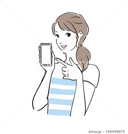 スマホを持つ可愛い女性 スマホを持つ可愛い女性 140099975