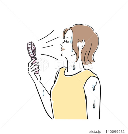 夏の暑さ紫外線対策をする女性の表情 夏の暑さ紫外線対策をする女性の表情 140099981