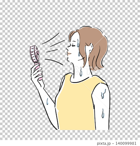 夏の暑さ紫外線対策をする女性の表情 夏の暑さ紫外線対策をする女性の表情 140099981