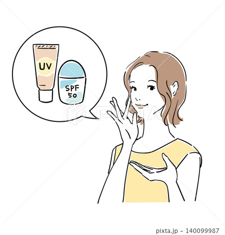 紫外線対策をする可愛い女性 紫外線対策をする可愛い女性 140099987