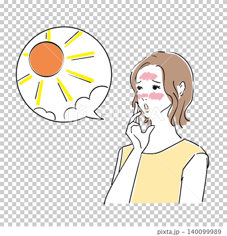 Women who suffer from sunburn caused by ultraviolet rays 140099989