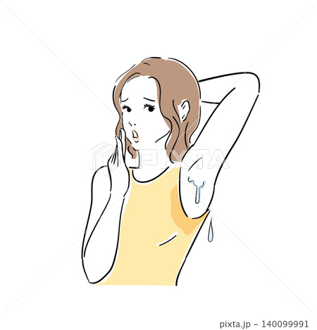 脇の下の汗に悩む可愛い女性 脇の下の汗に悩む可愛い女性 140099991