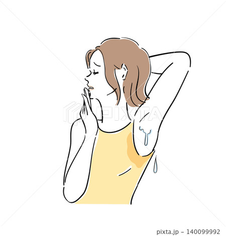脇の下の汗に悩む可愛い女性 脇の下の汗に悩む可愛い女性 140099992