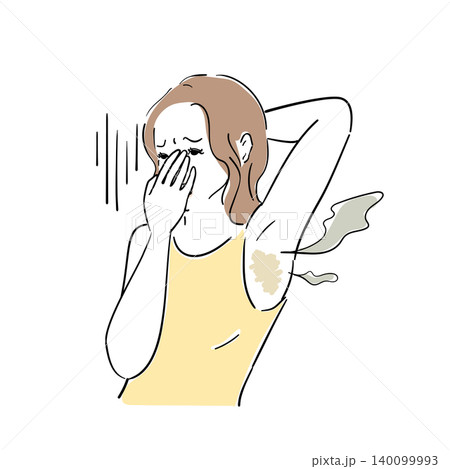 脇の下のにおいに悩む可愛い女性 脇の下のにおいに悩む可愛い女性 140099993