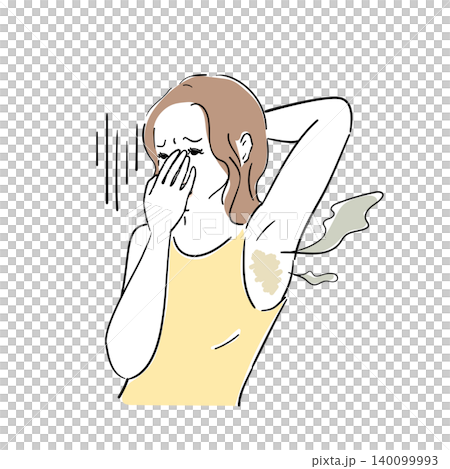 脇の下のにおいに悩む可愛い女性 脇の下のにおいに悩む可愛い女性 140099993