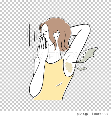 脇の下のにおいに悩む可愛い女性 脇の下のにおいに悩む可愛い女性 140099995