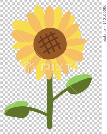 Sunflower illustration, summer flower, cute, simple, transparent background 140100006