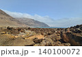 Wide view of Lanzarote desert landscape with volcanic hills and stark island beauty 140100072