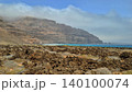 Wide view of Lanzarote desert landscape with volcanic hills and stark island beauty 140100074