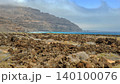 Wide view of Lanzarote desert landscape with volcanic hills and stark island beauty 140100076