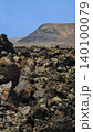 Wide view of Lanzarote desert landscape with volcanic hills and stark island beauty 140100079