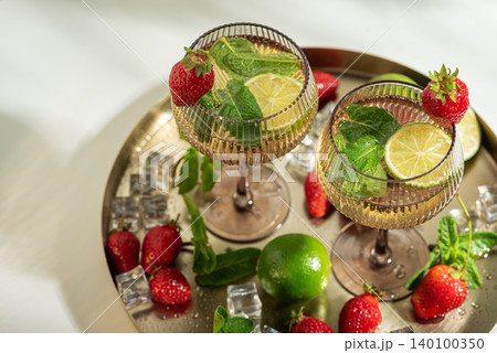 Refreshing strawberry lime mojito cocktails for summer party Refreshing strawberry lime mojito cocktails for summer party 140100350