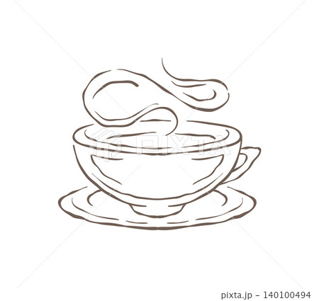 An Elegant Cup Of Hot Coffee With Swirling Steam Sketch Vector Illustration An Elegant Cup Of Hot Coffee With Swirling Steam Sketch Vector Illustration 140100494