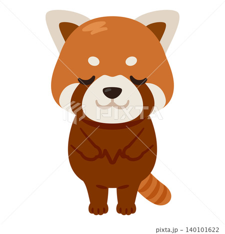 お辞儀するレッサーパンダキャラクターイラスト 140101622