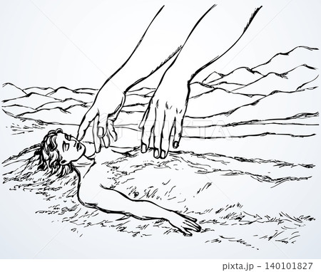 Vector drawing. Creation of man 140101827