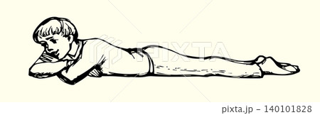 Vector drawing. Boy on the floor 140101828