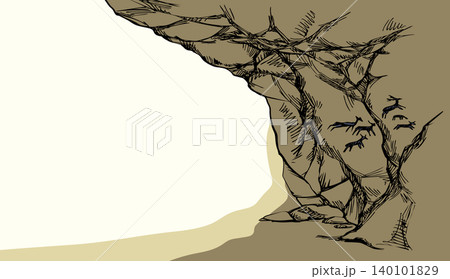 Primitive rock painting. Vector drawing 140101829