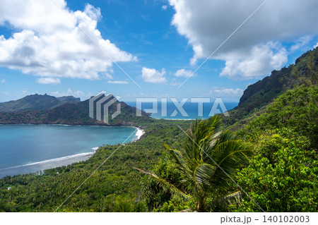 Anaho Bay and beach in Nuku Hiva, French Polynesia, Marquesas Islands 140102003