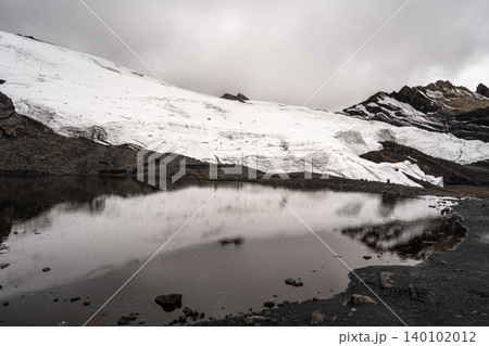 Pastoruri Glacier and its reflection in Huaraz, Peru Andean region Pastoruri Glacier and its reflection in Huaraz, Peru Andean region 140102012