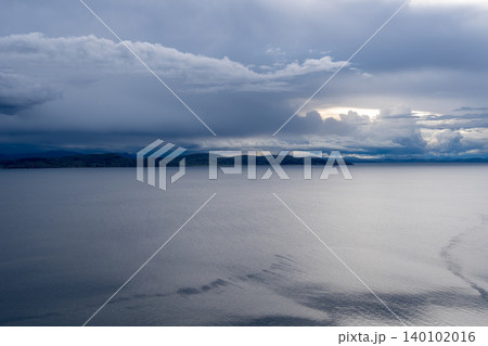 Panoramic view of Lake Titicaca from Taquile Island, Peru 140102016