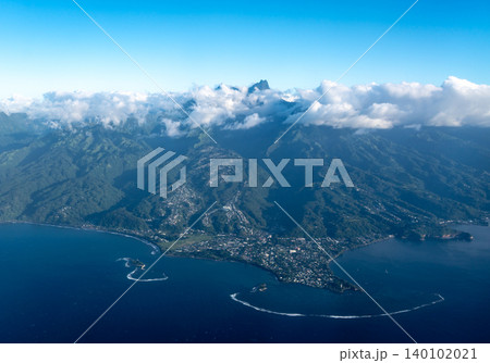 Aerial view of Tahiti Island and Papeete, French Polynesia Aerial view of Tahiti Island and Papeete, French Polynesia 140102021