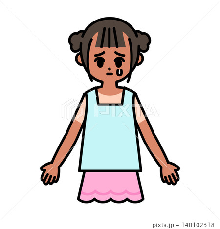 日焼けをして肌が黒くなってしまった女の子のイラスト 日焼けをして肌が黒くなってしまった女の子のイラスト 140102318