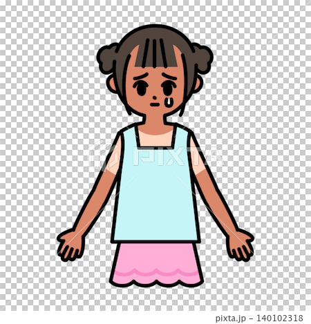 日焼けをして肌が黒くなってしまった女の子のイラスト 日焼けをして肌が黒くなってしまった女の子のイラスト 140102318