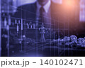Stock market or forex trading graph and candlestick chart suitable for financial investment concept. Economy trends background for business idea and all art work design. Abstract finance background. 140102471