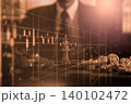 Stock market or forex trading graph and candlestick chart suitable for financial investment concept. Economy trends background for business idea and all art work design. Abstract finance background. 140102472