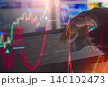 Stock market or forex trading graph and candlestick chart suitable for financial investment concept. Economy trends background for business idea and all art work design. Abstract finance background. 140102473