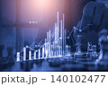 Stock market or forex trading graph and candlestick chart suitable for financial investment concept. Economy trends background for business idea and all art work design. Abstract finance background. 140102477