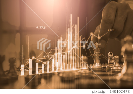 Stock market or forex trading graph and candlestick chart suitable for financial investment concept. Economy trends background for business idea and all art work design. Abstract finance background. 140102478