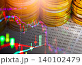 Stock market or forex trading graph and candlestick chart suitable for financial investment concept. Economy trends background for business idea and all art work design. Abstract finance background. 140102479
