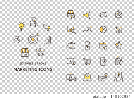 A set of icons related to marketing. A set of icons related to marketing. 140102984