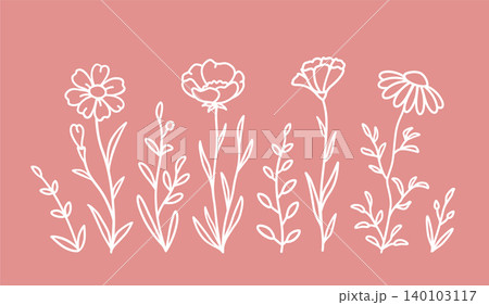 Botanical floral pattern with flowers, wildflowers bundle Botanical floral pattern with flowers, wildflowers bundle 140103117