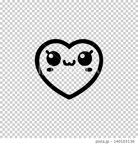 A simple black line drawing of a smiling heart vector icon. A simple black line drawing of a smiling heart vector icon. 140103136