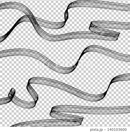 Hand-drawn rake-style background with random black ribbons. Hand-drawn rake-style background with random black ribbons. 140103600