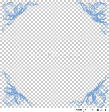 Hand-painted rake-style corner frame with blue ribbon, floral design. Hand-painted rake-style corner frame with blue ribbon, floral design. 140103601