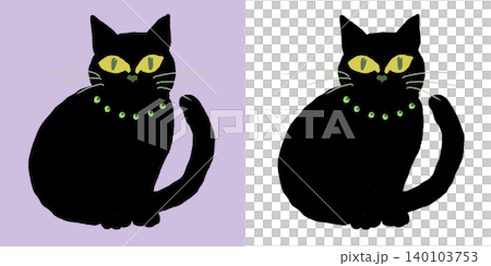 Black cat, hand-drawn cat illustration material (transparent background/PNG/JPEG) Black cat, hand-drawn cat illustration material (transparent background/PNG/JPEG) 140103753
